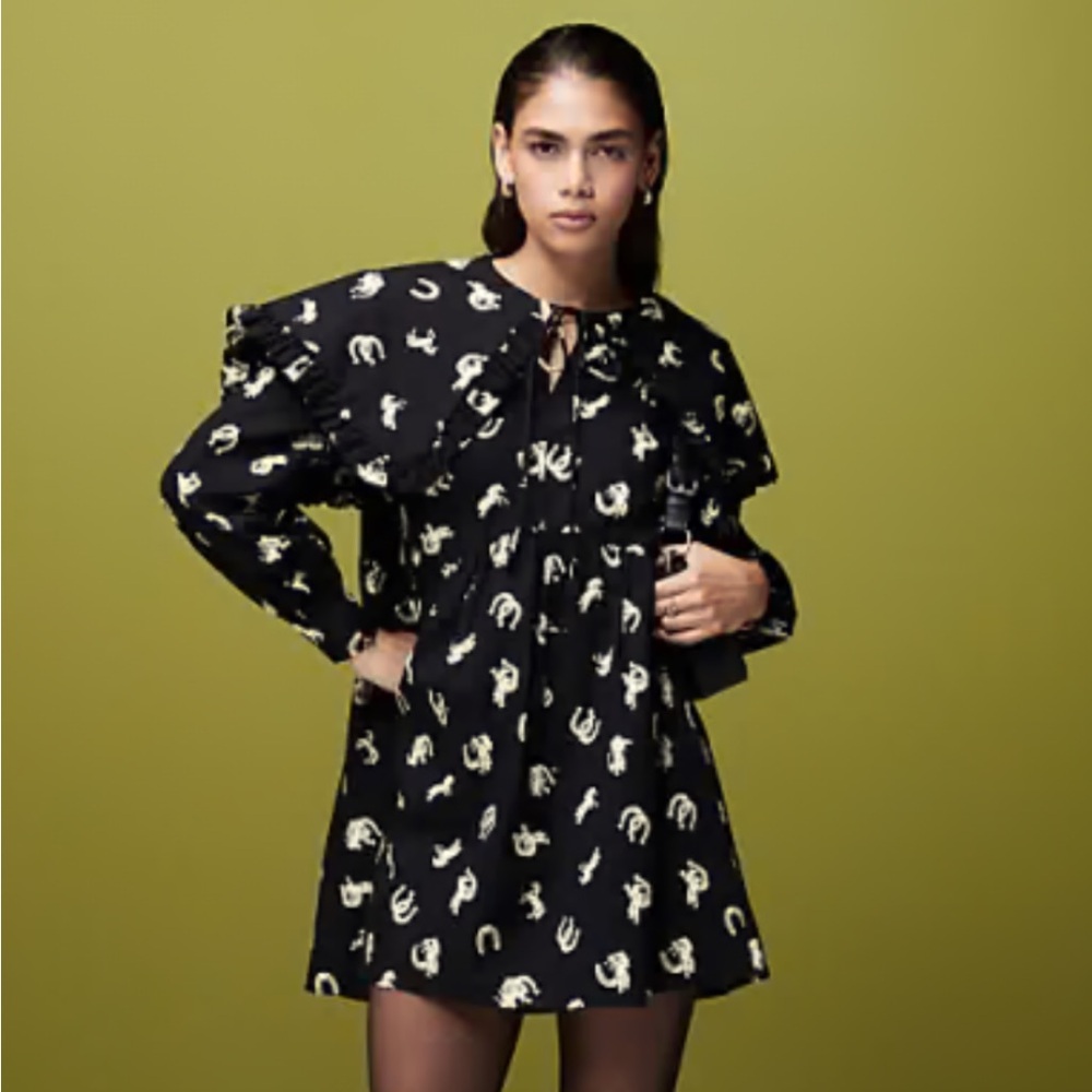 Black and White Western Patterned Women's Baby doll dress